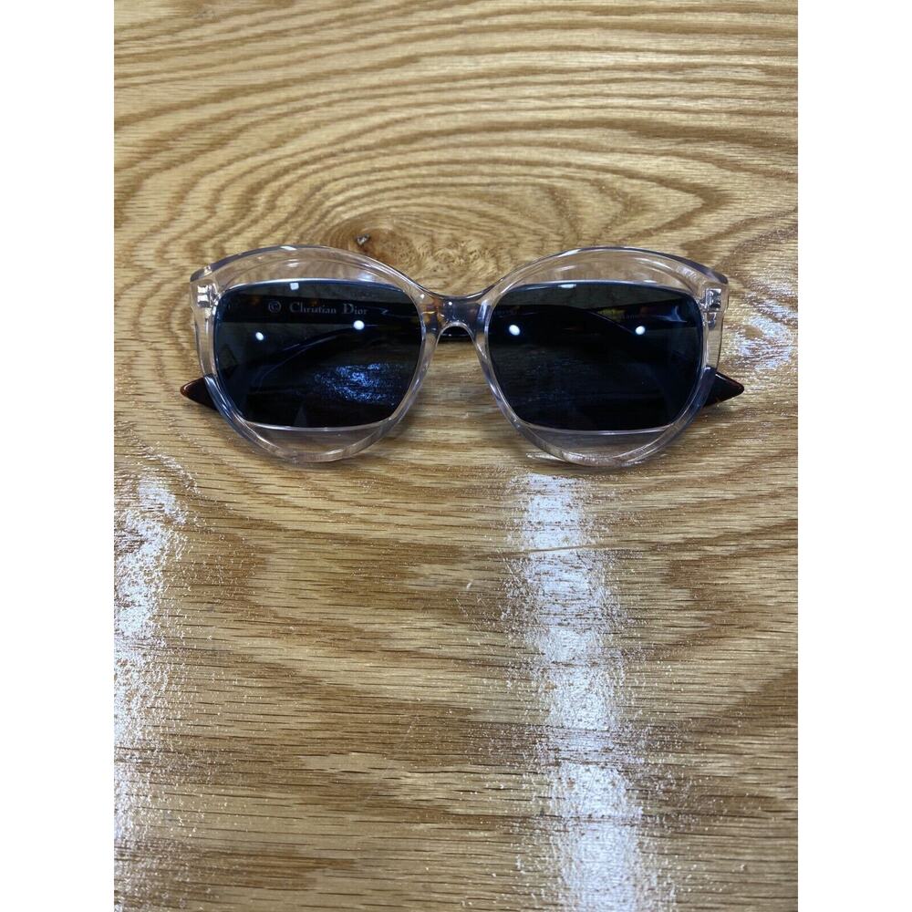 Christian Dior DiorMania 2 Womens Havana Clear Plastic Blue Lense Sunglasses A35 - Picture 2 of 7